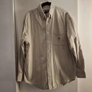 Chaps Ralph Lauren Men's Beige Long Sleeve Button-Down Shirt